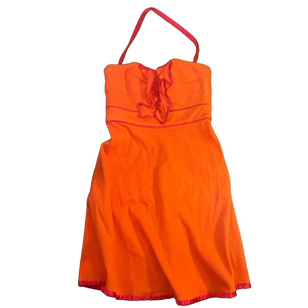 Phoebe Couture Orange 2 In 1 Strapless Halter Dress Size 0
